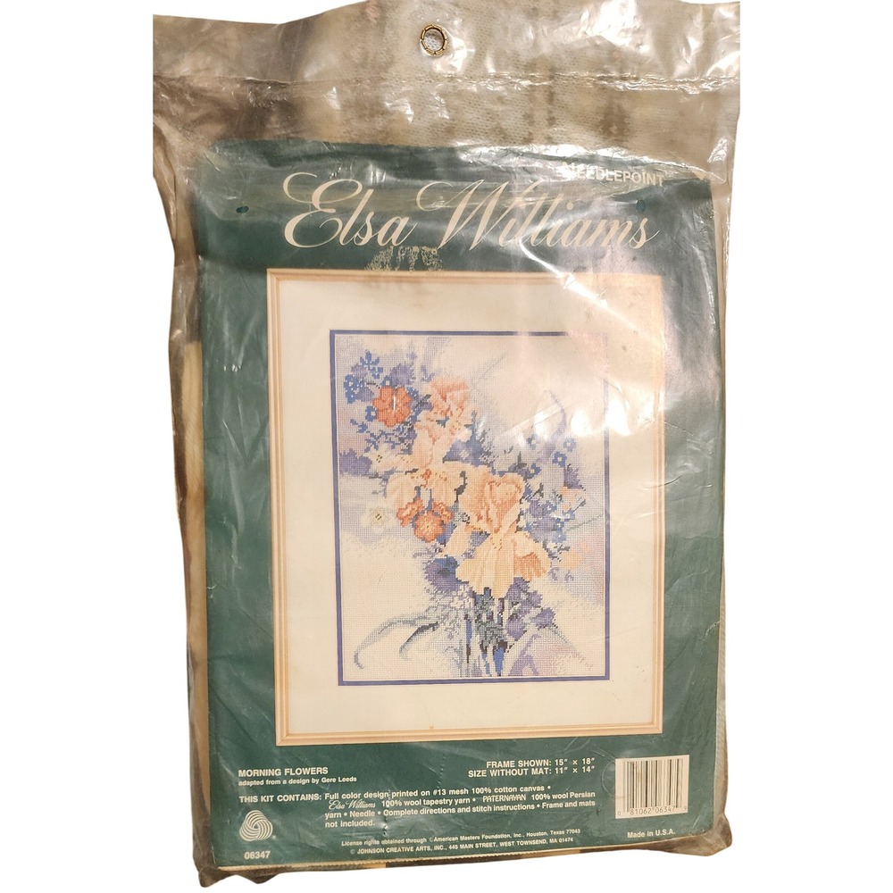 Elsa Williams Needlepoint Kit Morning Flowers Sealed Vintage 15" x 18"